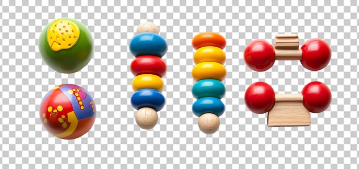 PSD colección de coloridos clásicos para niños pequeños o juguetes para bebés aislados de fondo transparente