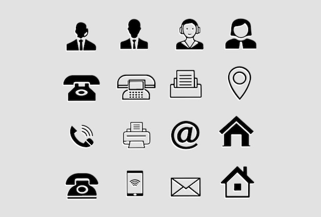 Colección de comunicaciones de contactos e íconos comerciales