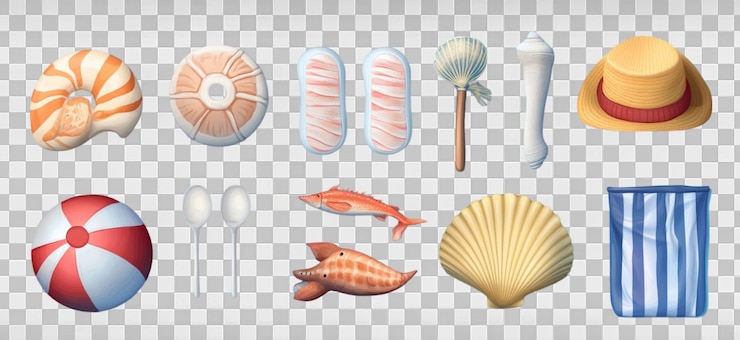 PSD colección de conchas marinas tesoros naturales