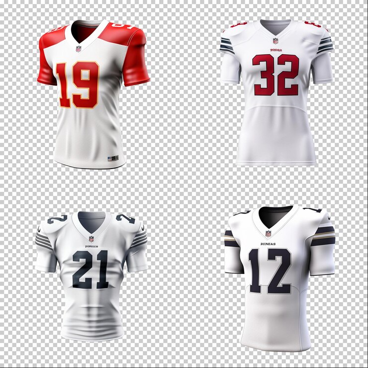 PSD colección de conjuntos de camisetas de fútbol americano con inteligencia artificial generativa
