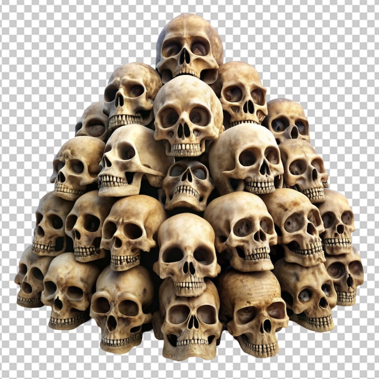 PSD colección de cráneos humanos en un fondo transparente