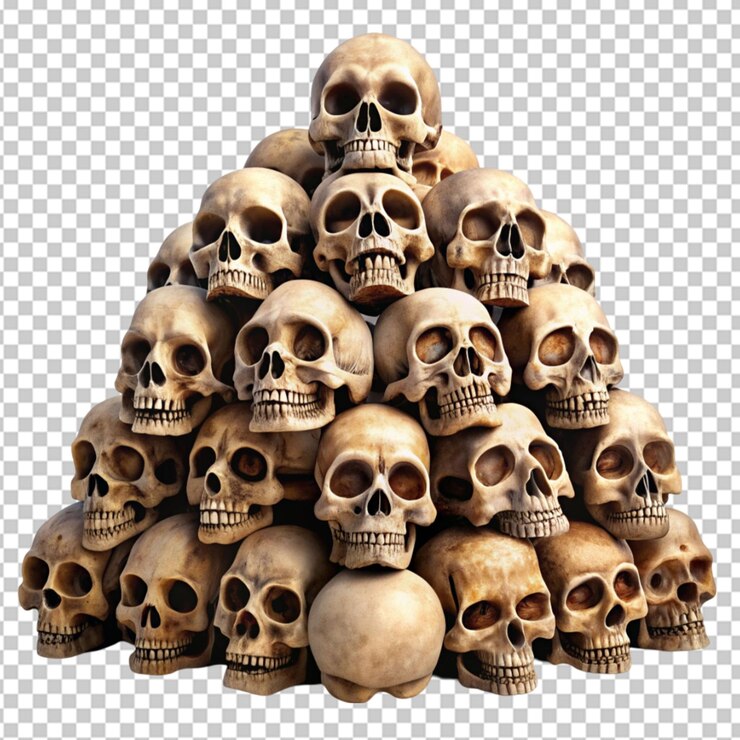 PSD colección de cráneos humanos en un fondo transparente