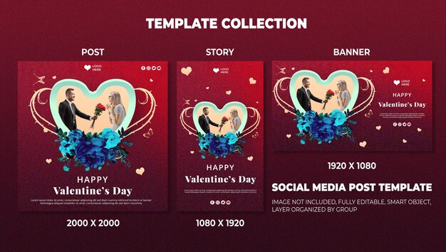 Colección creativa de redes sociales feliz día de san valentín