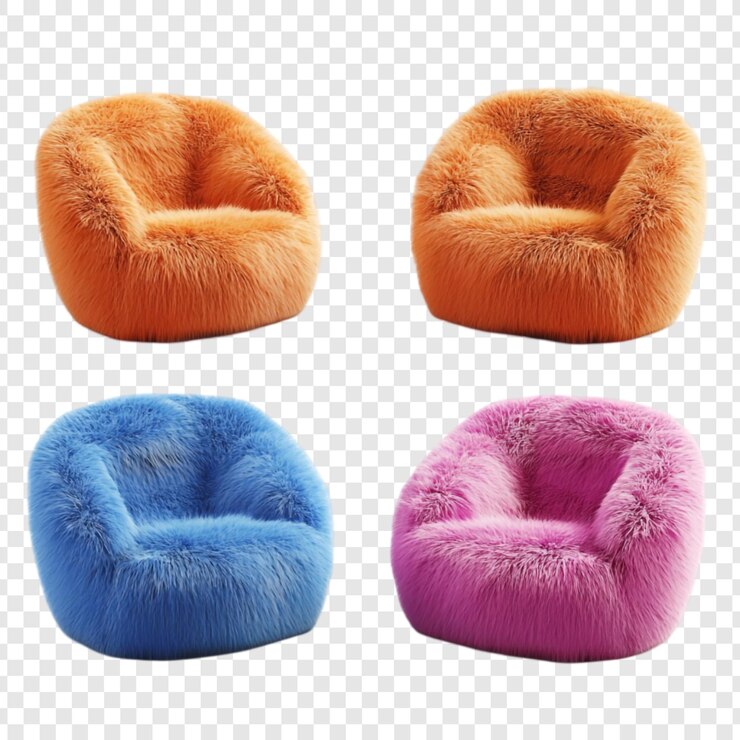 PSD colección de cuatro sillones esponjosos en colores vibrantes