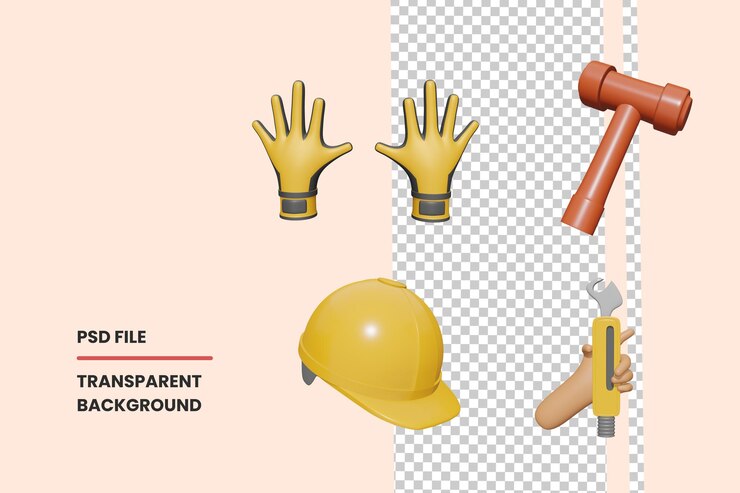 PSD colección del día del trabajo de iconos 3d aislada en el fondo transparente