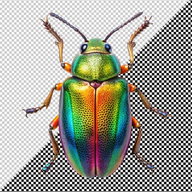 Colección de diferentes colores escarabajo en fondo transparente