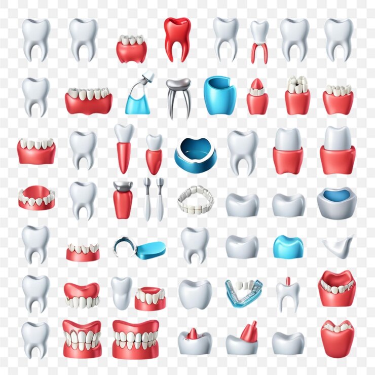 PSD una colección de diferentes tipos de dientes y dientes