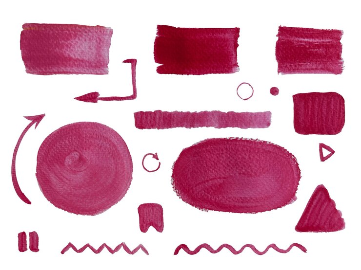 PSD colección de elementos de acuarela rosa con círculos flechas líneas cuadrados triángulos formato psd