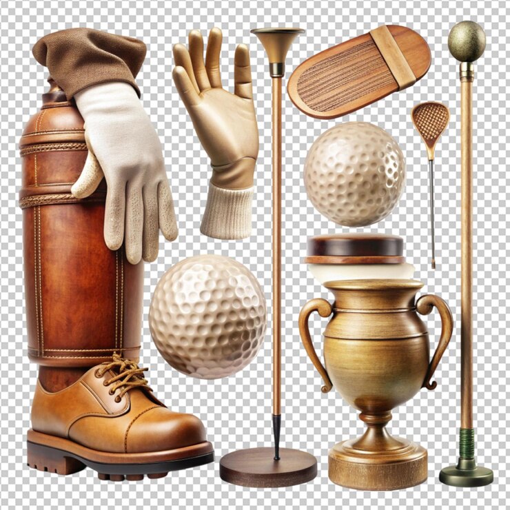 PSD colección de elementos de golf antiguos
