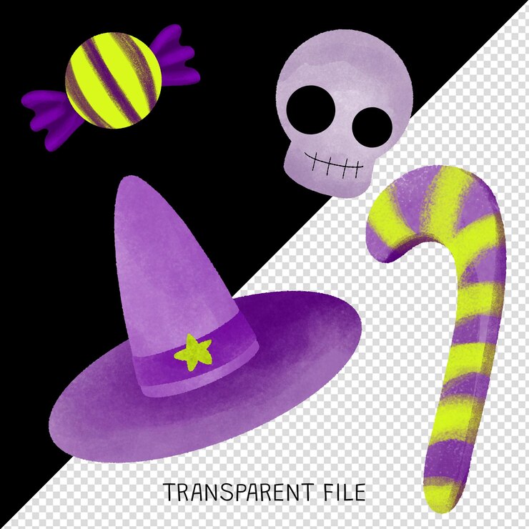 PSD colección de elementos planos de halloween aislados