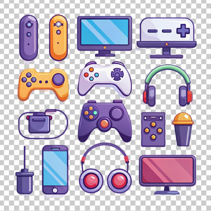 PSD la colección de elementos de streamer de juegos planos orgánicos png