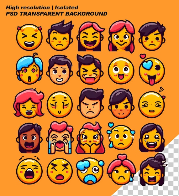 PSD colección de emoji de reacción de emoticones de colores