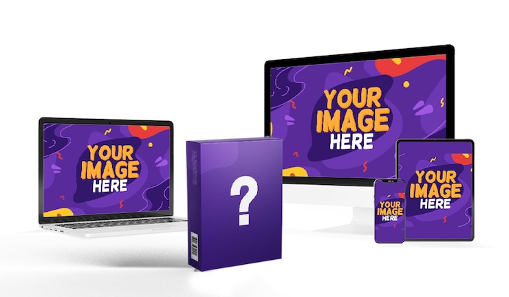 PSD colección de equipos digitales mockups de tabletas, computadoras y teléfonos inteligentes