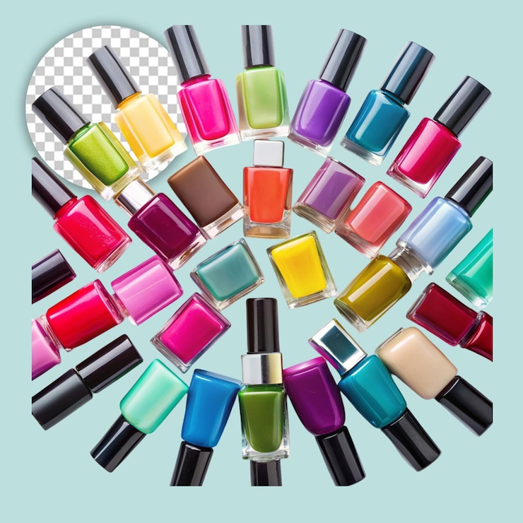 PSD colección de esmalte de uñas sobre un fondo transparente