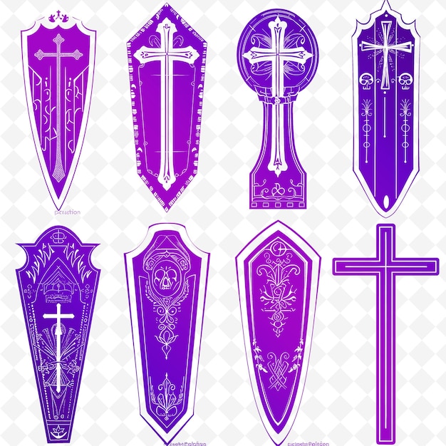 PSD una colección de espadas con un diseño púrpura y púrpura