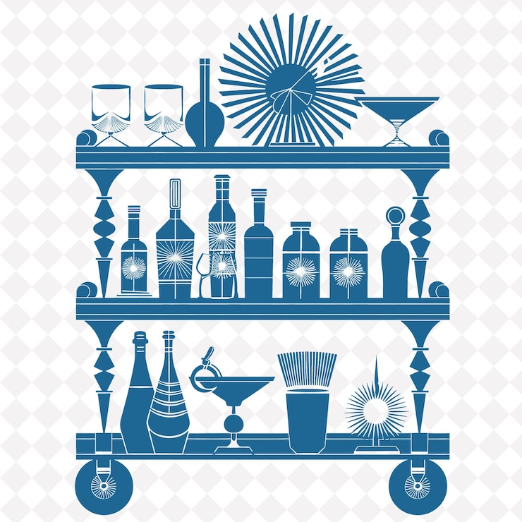 PSD una colección de estantes de la cocina con botellas y un teléfono