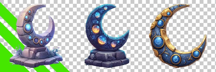 PSD colección de estatuas de piedra de fantasía de la media luna