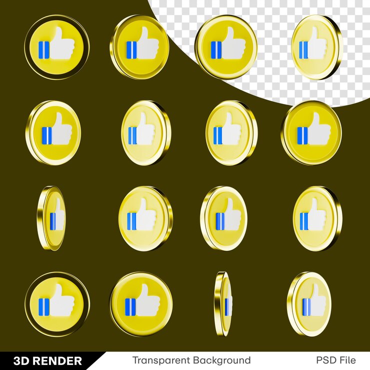 PSD una colección de facebook como botones redondos 3d en círculos png imagen transparente