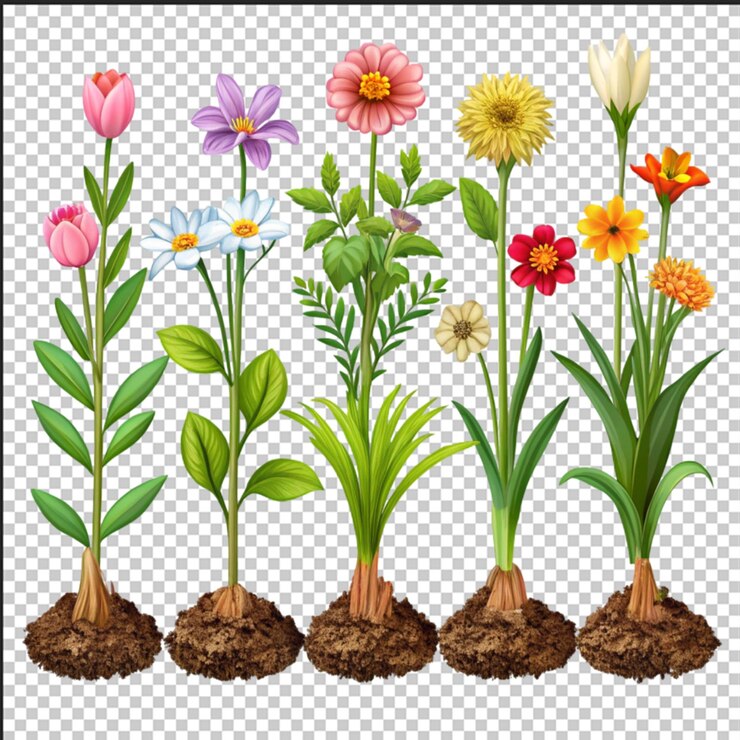 PSD una colección de flores que incluye una variedad de flores