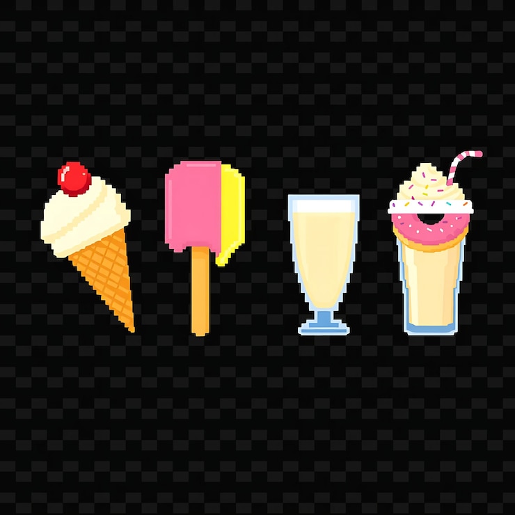 PSD una colección de helados con una fresa en la parte superior