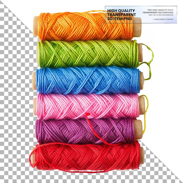una colección de hilos coloridos incluyendo un letrero que dice hilo de calidad