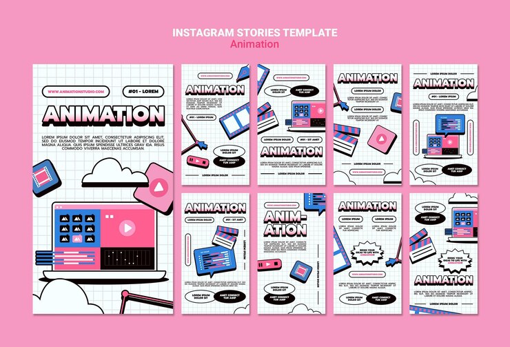 PSD colección de historias de instagram para animación por computadora