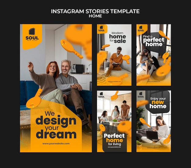 PSD colección de historias de instagram para bienes raíces nuevo hogar