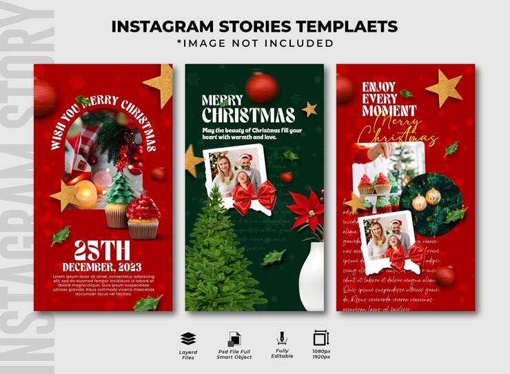 PSD colección de historias de instagram de celebración navideña