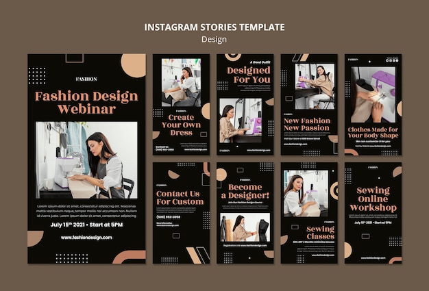 PSD colección de historias de instagram para diseñador de moda