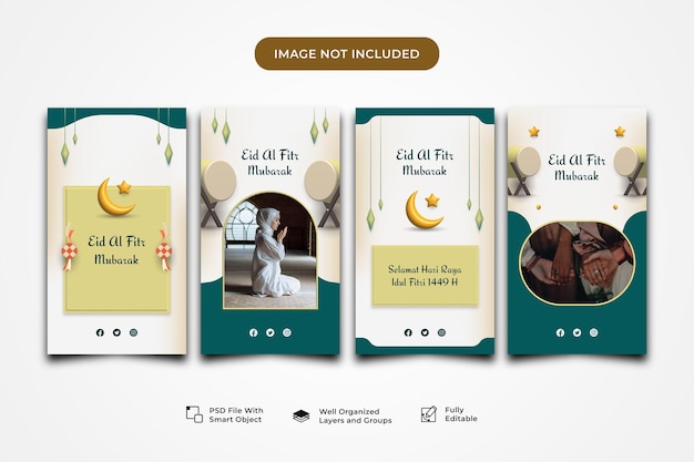 PSD colección de historias de instagram de eid mubarak