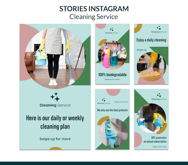 Colección de historias de instagram para empresa de limpieza de casas