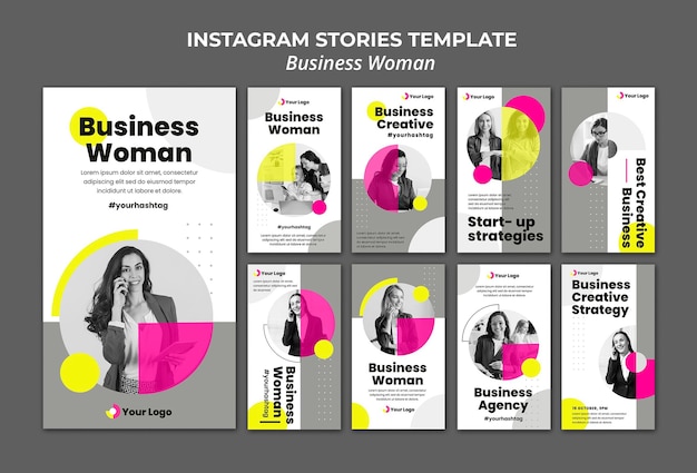 PSD colección de historias de instagram para empresaria