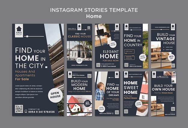 PSD colección de historias de instagram para encontrar el hogar perfecto