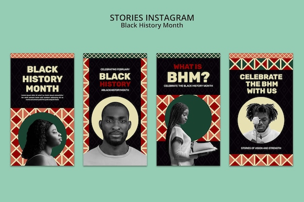 PSD colección de historias de instagram del mes de la historia negra