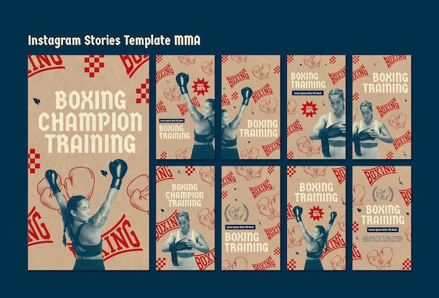 Colección de historias de instagram para mma box fight