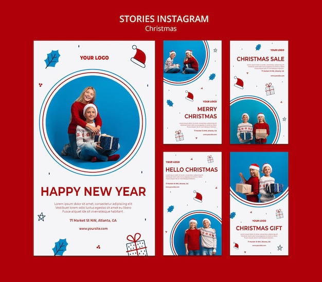 PSD colección de historias de instagram para navidad