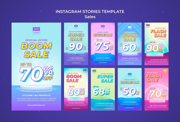 PSD colección de historias de instagram para super venta