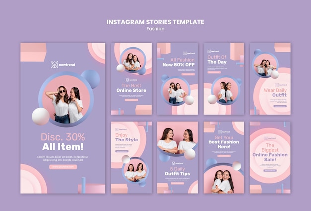 PSD colección de historias de instagram para tiendas de moda