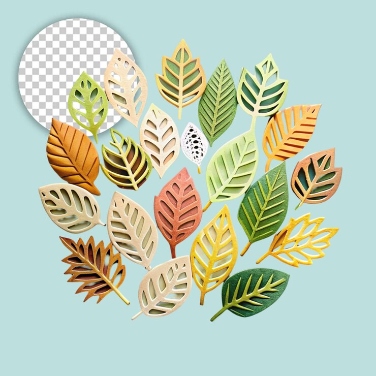 PSD colección de hojas de otoño sobre un fondo transparente