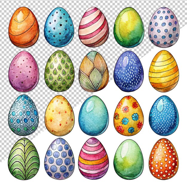 PSD colección de huevos de pascua sobre un fondo transparente