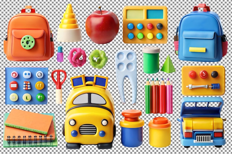 PSD colección de iconos 3d de artículos escolares lindos para la vuelta a la escuela
