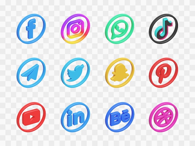Colección de iconos 3D de redes sociales