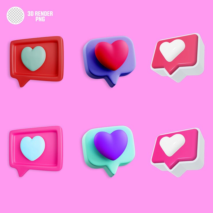 Colección de íconos de amor coloridos, burbujas de habla y corazones para el Día de San Valentín