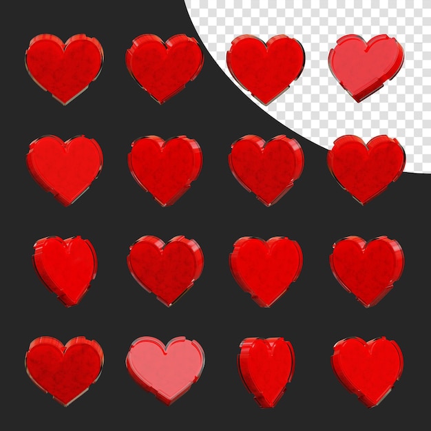 Una colección de íconos de amor y corazón 3d png imagen transparente Medios sociales 3d peng