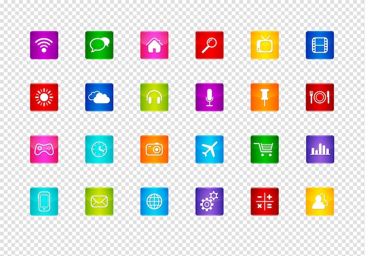 PSD colección de iconos de escritorio aislados en un fondo blanco