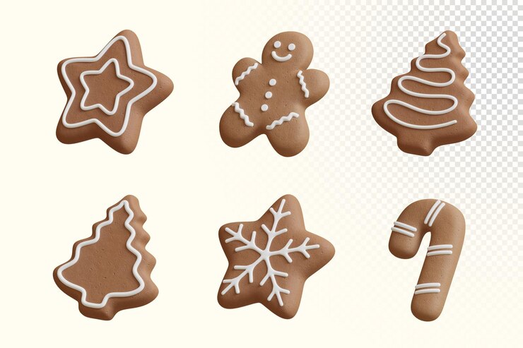 PSD colección de iconos de galletas de jengibre de navidad renderizadas en psd 3d