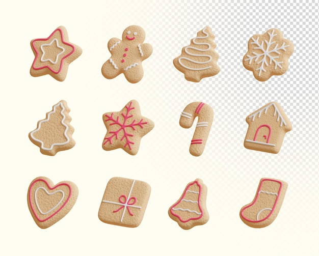 Colección de iconos de galletas de Navidad en PSD 3D