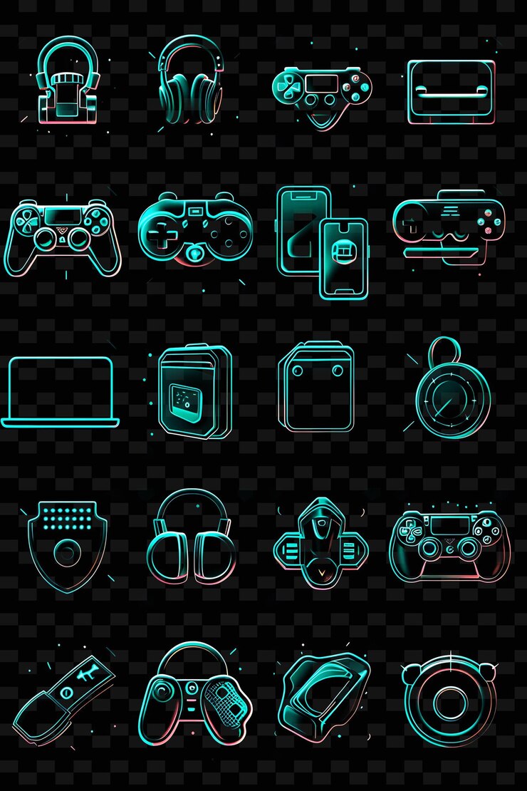 PSD colección de iconos de juegos con un estilo de graffiti y neon h set png iconic y2k shape art decorativea