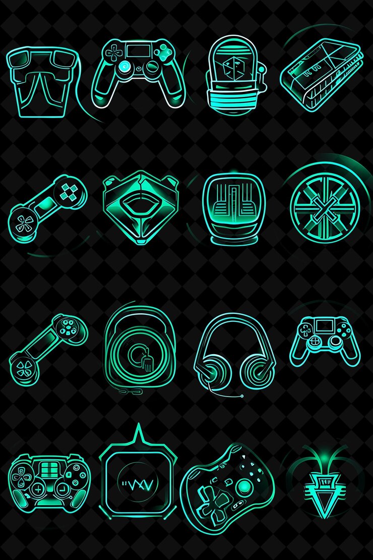 PSD colección de iconos de juegos con un estilo de graffiti y neon ha creative set coloración de neon color y2k