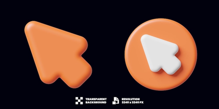 PSD colección de iconos de puntero de flecha de cursor en 3d render